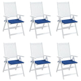 Coussins de chaise de jardin lot de 6 bleu royal 40x40x3 cm