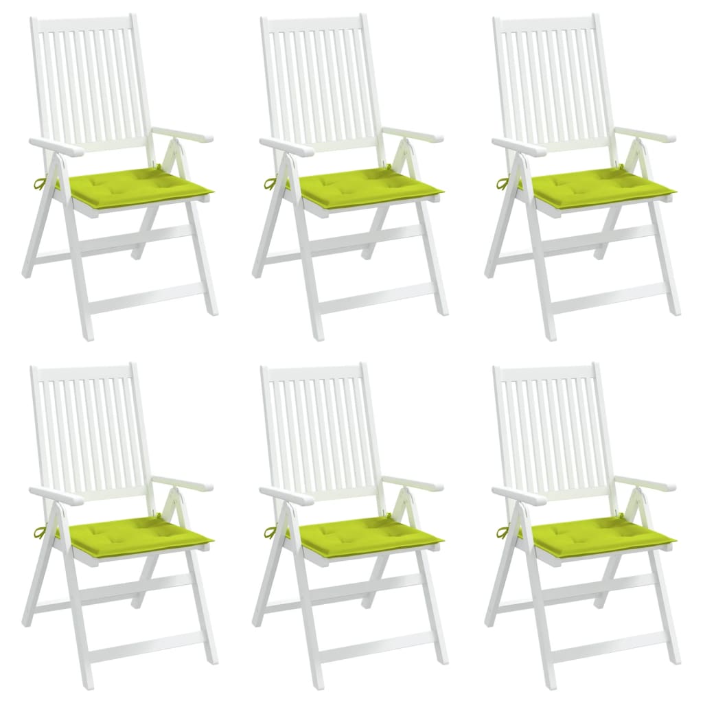 Coussins de chaise de jardin lot de 6 vert vif 40x40x3 cm