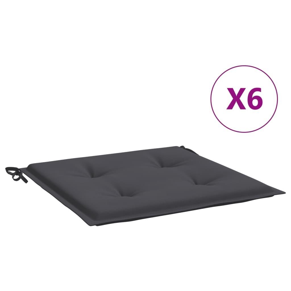 Coussins de chaise de jardin lot de 6 anthracite 50x50x3 cm