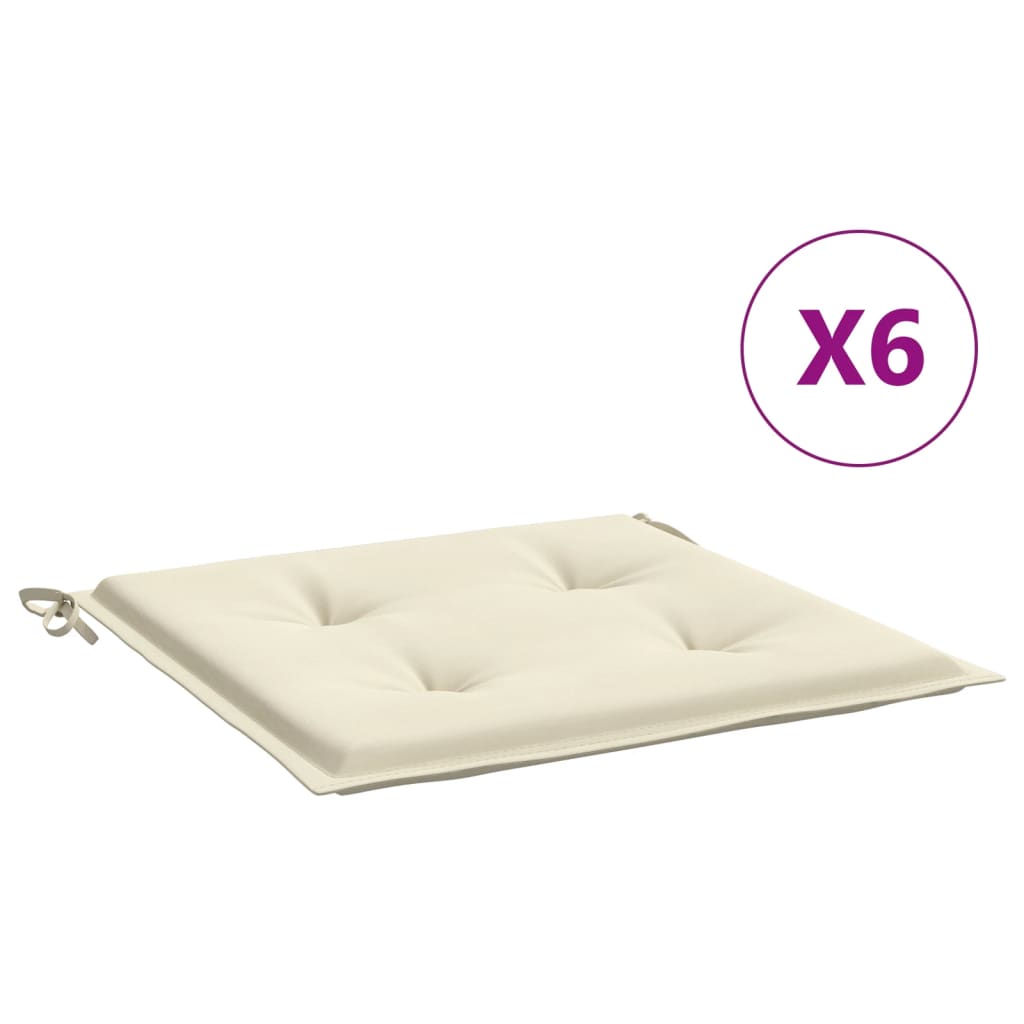 Coussins de chaise jardin lot de 6 crème 50x50x3cm tissu oxford