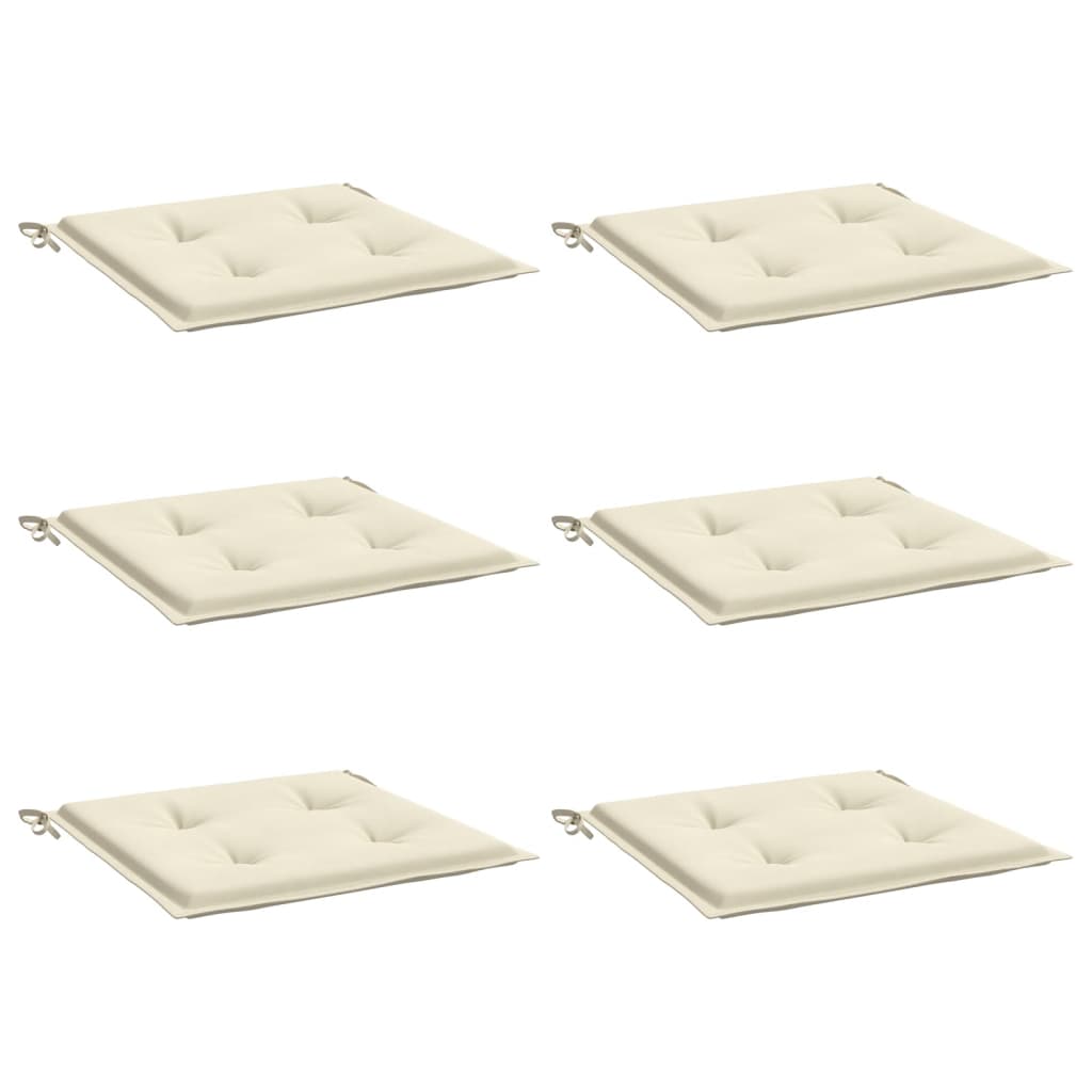 Garden chair cushions set of 6 cream 50x50x3cm oxford fabric