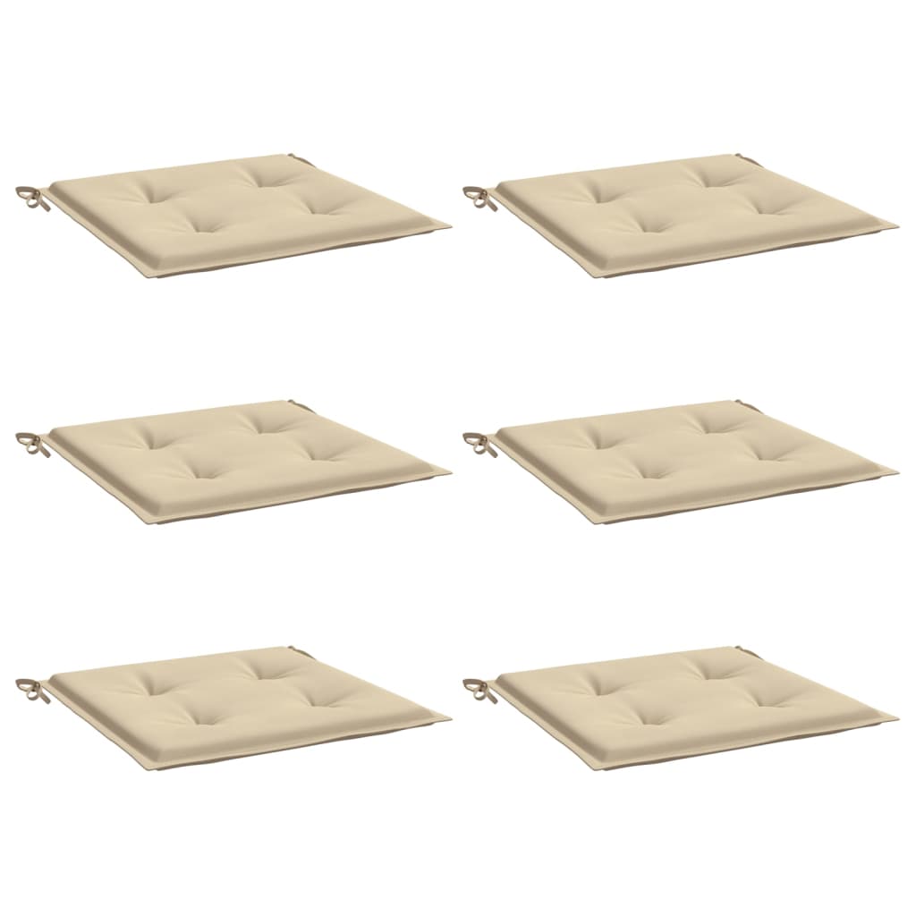 Coussins de chaise jardin lot de 6 beige 50x50x3cm tissu oxford