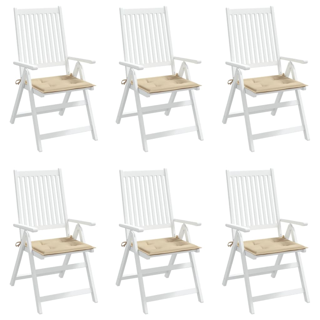 Coussins de chaise jardin lot de 6 beige 50x50x3cm tissu oxford