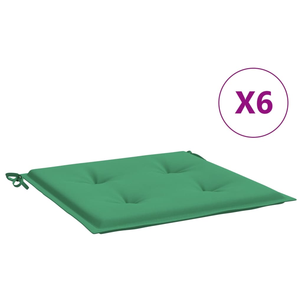 Coussins de chaise jardin lot de 6 vert 50x50x3 cm tissu oxford