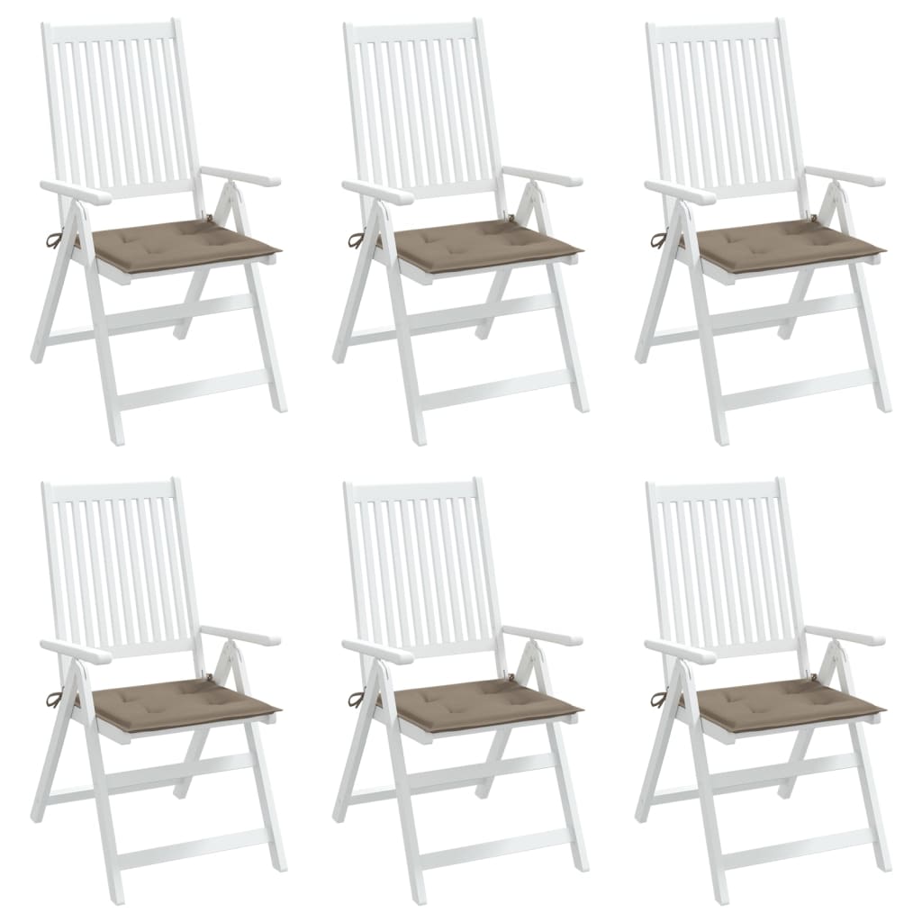 Coussins de chaise jardin lot de 6 taupe 50x50x3cm tissu oxford