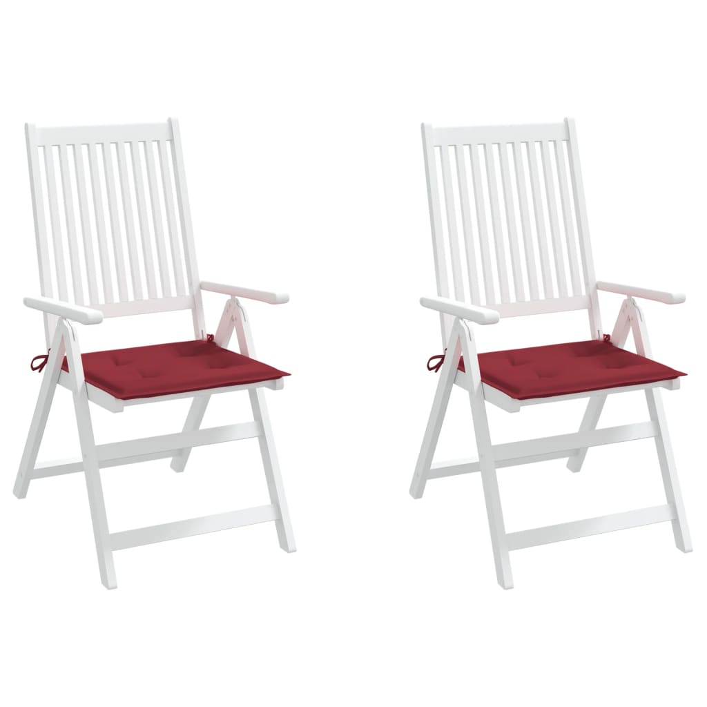 Coussins de chaise de jardin lot de 2 rouge bordeaux 50x50x3 cm