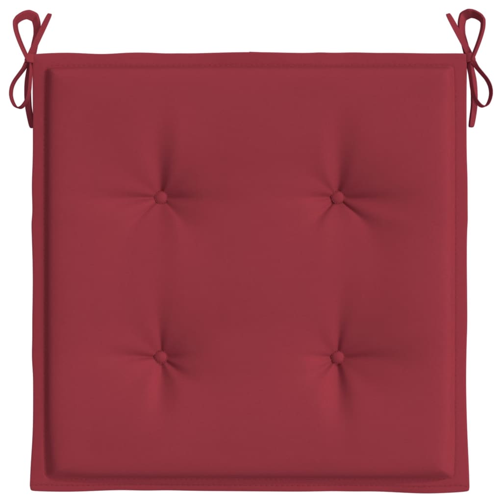 Coussins de chaise de jardin lot de 2 rouge bordeaux 50x50x3 cm