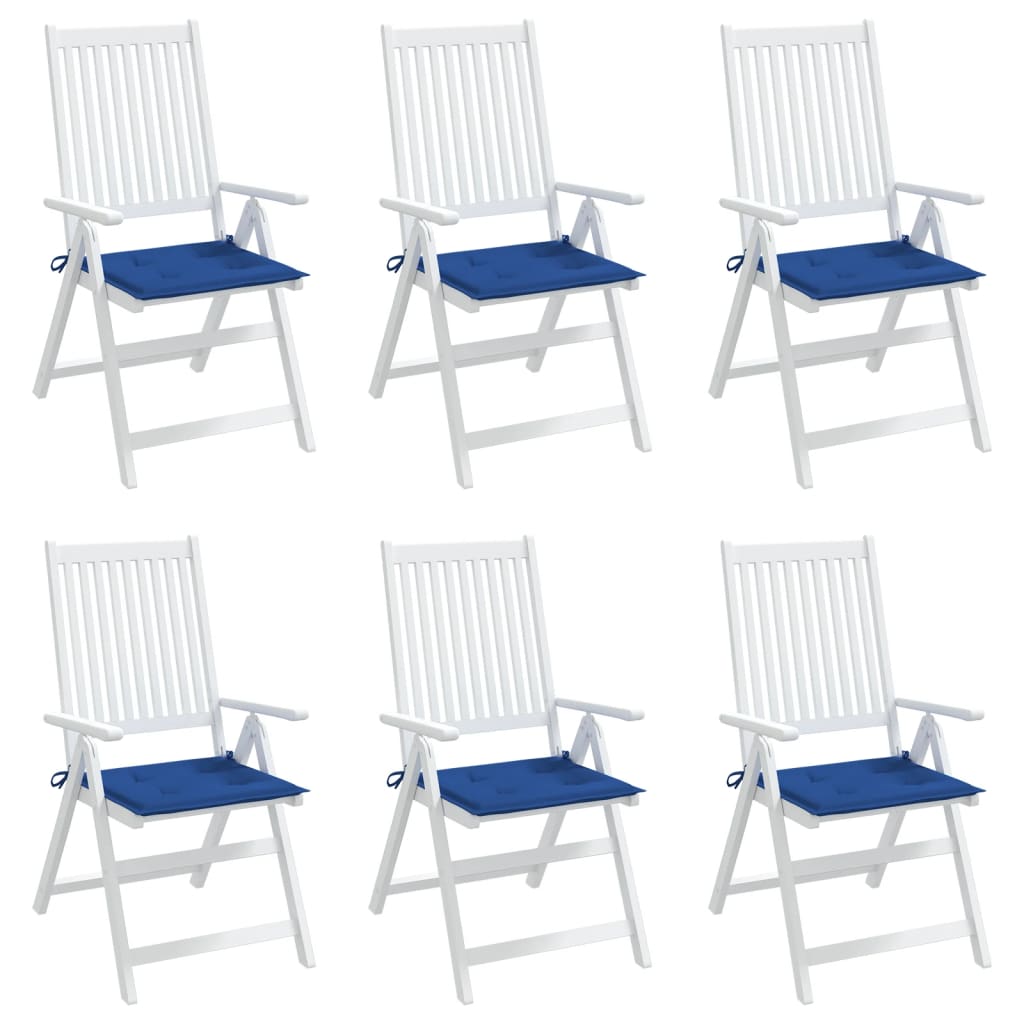 Coussins de chaise de jardin lot de 6 bleu royal 50x50x3 cm