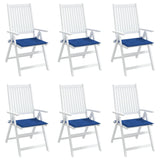 Coussins de chaise de jardin lot de 6 bleu royal 50x50x3 cm