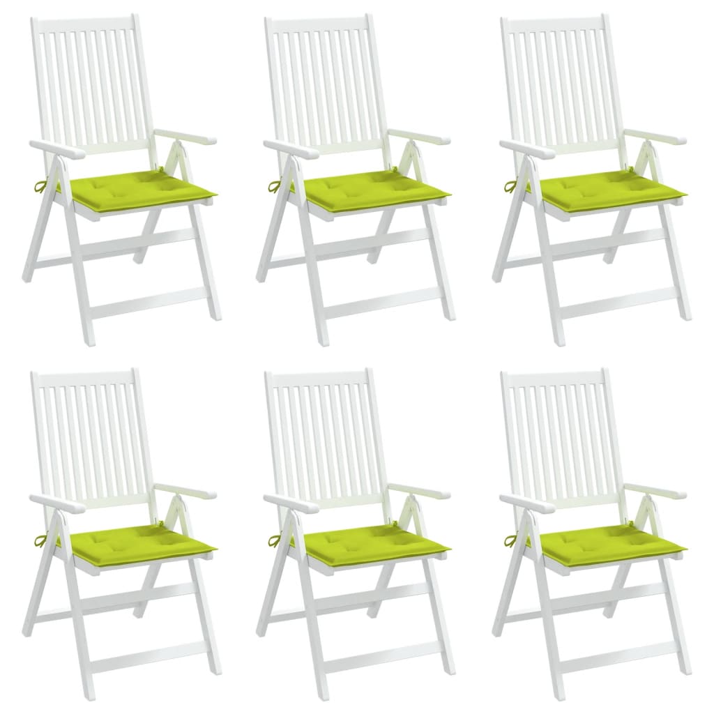 Coussins de chaise de jardin lot de 6 vert vif 50x50x3 cm