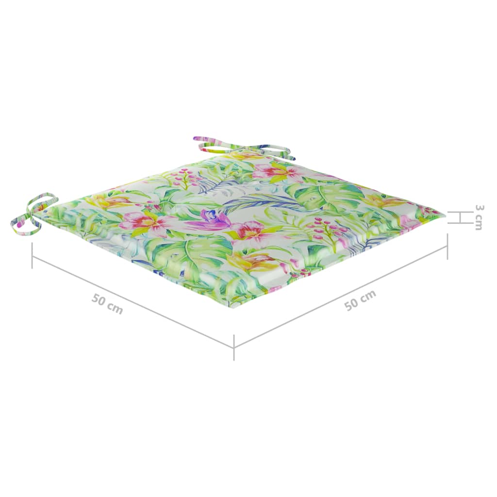 Coussins de chaise jardin lot de 4 motif de feuilles 50x50x3 cm