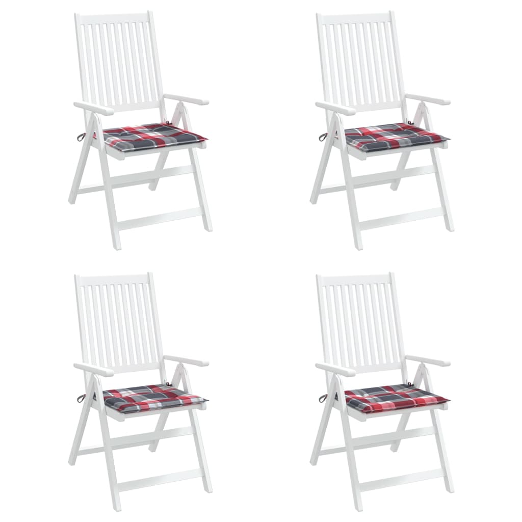 Coussins de chaise de jardin lot de 4 carreaux rouges 50x50x3cm