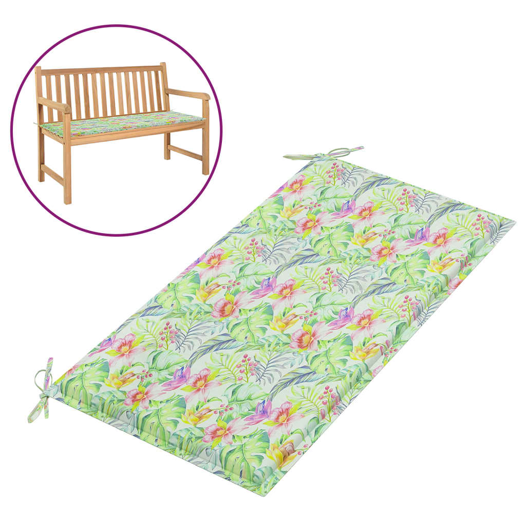 Coussin de banc de jardin motif de feuilles 100x50x3 cm