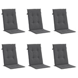 Coussins de chaise de jardin à dossier haut lot de 6 anthracite