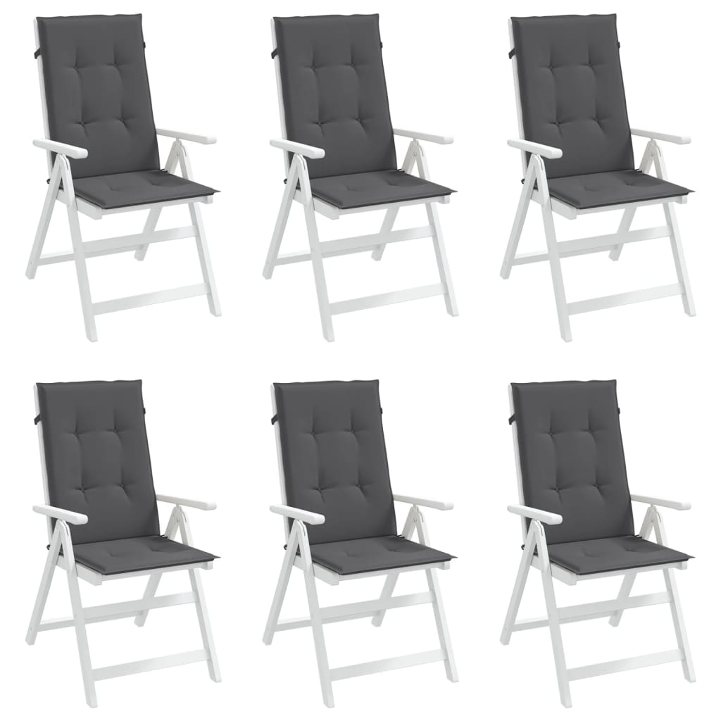 Coussins de chaise de jardin à dossier haut lot de 6 anthracite