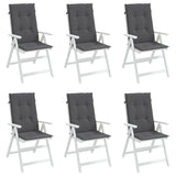 Coussins de chaise de jardin à dossier haut lot de 6 anthracite