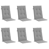 Coussins de chaise de jardin à dossier haut lot de 6 gris tissu