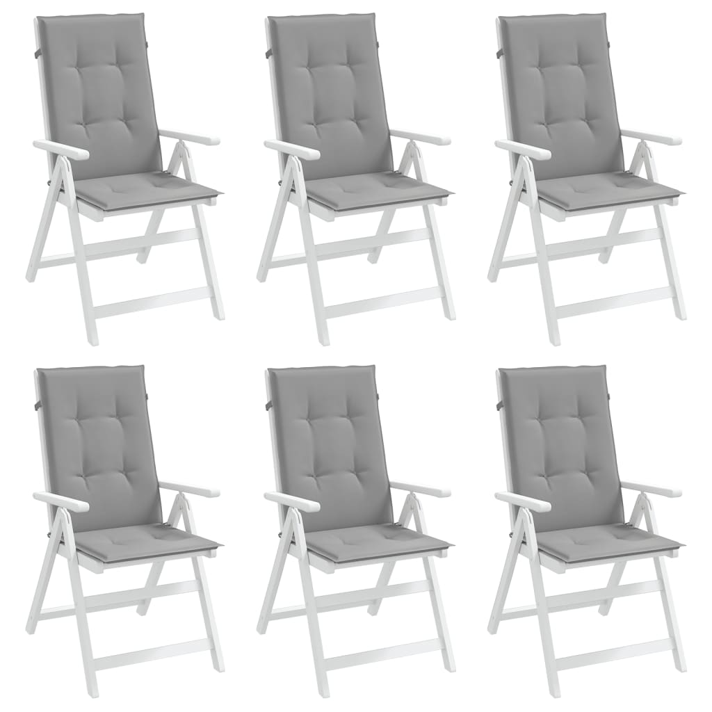 Coussins de chaise de jardin à dossier haut lot de 6 gris tissu