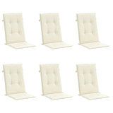 Coussins de chaise de jardin dossier haut lot de 6 crème tissu