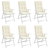 Coussins de chaise de jardin dossier haut lot de 6 crème tissu