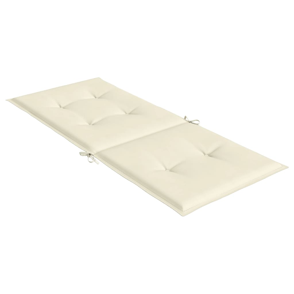 Coussins de chaise de jardin dossier haut lot de 6 crème tissu