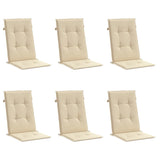 Coussins de chaise de jardin dossier haut lot de 6 beige tissu