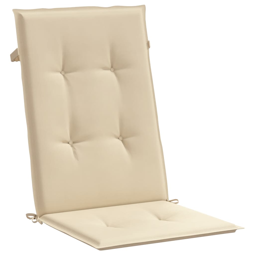 Coussins de chaise de jardin dossier haut lot de 6 beige tissu