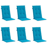 Coussins de chaise de jardin à dossier haut lot de 6 bleu tissu