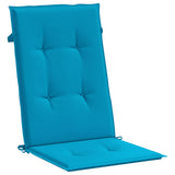 Coussins de chaise de jardin à dossier haut lot de 6 bleu tissu