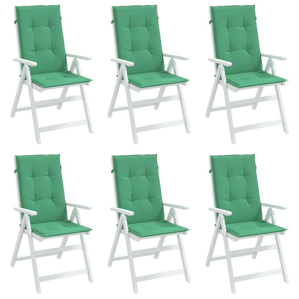 Coussins de chaise de jardin à dossier haut lot de 6 vert tissu