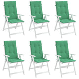 Coussins de chaise de jardin à dossier haut lot de 6 vert tissu