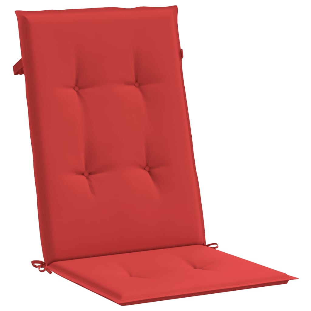 Coussins de chaise de jardin dossier haut lot de 6 rouge tissu