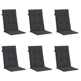 High Back Garden Chair Cushions Set of 6 Black Fabric