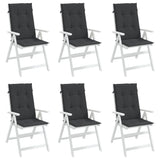 High Back Garden Chair Cushions Set of 6 Black Fabric