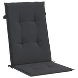 Coussins de chaise de jardin à dossier haut lot de 6 noir tissu