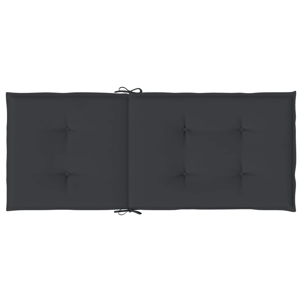 High Back Garden Chair Cushions Set of 6 Black Fabric