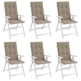 Coussins de chaise de jardin dossier haut lot de 6 taupe tissu