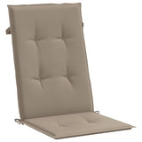 Coussins de chaise de jardin dossier haut lot de 6 taupe tissu