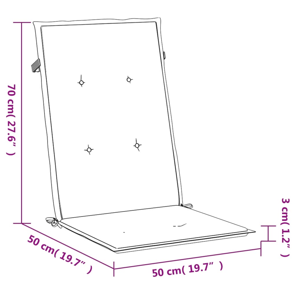 Kissen für Gartenstühle mit hoher Rückenlehne, 2er-Set, Königsblau