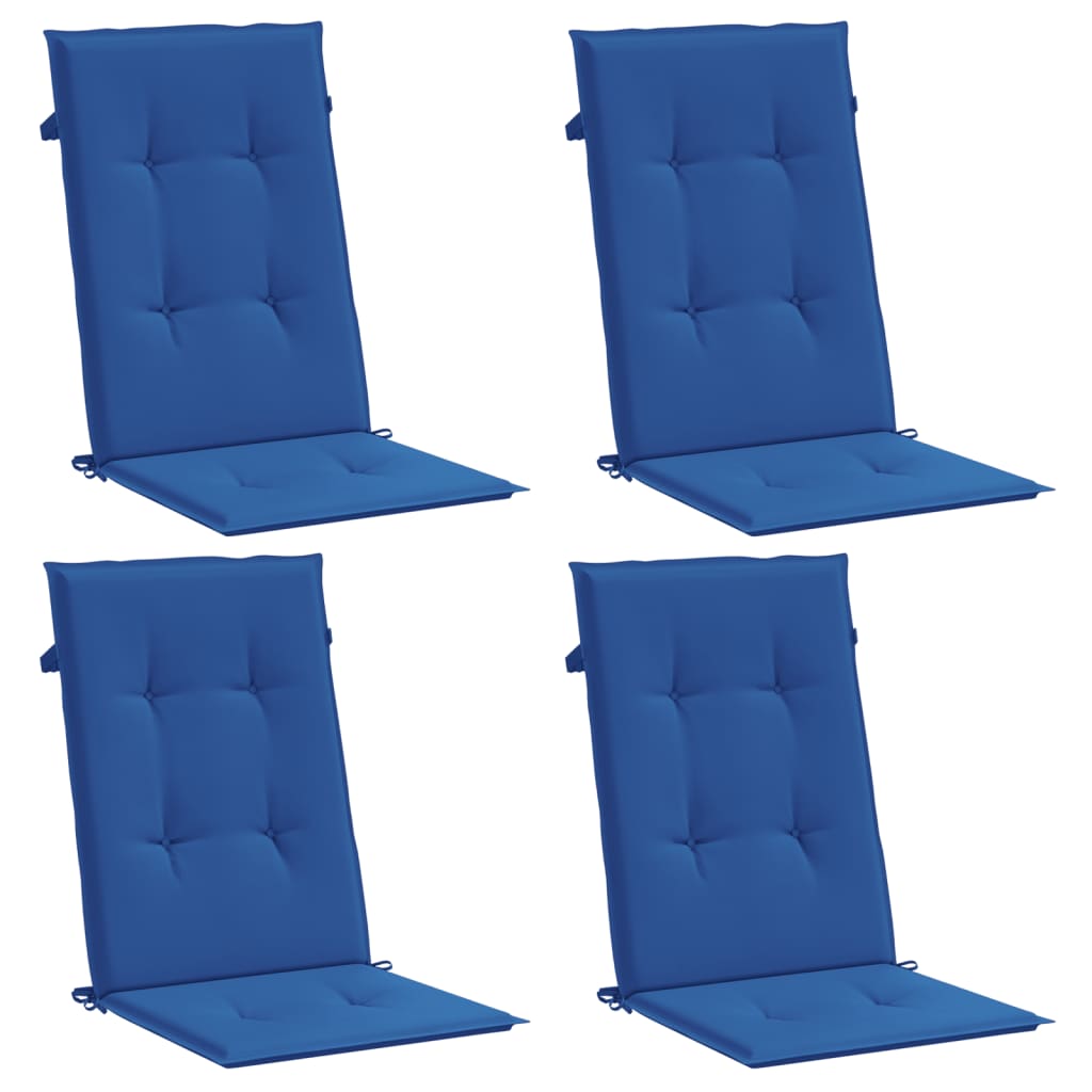 High Back Garden Chair Cushions Set of 4 Royal Blue