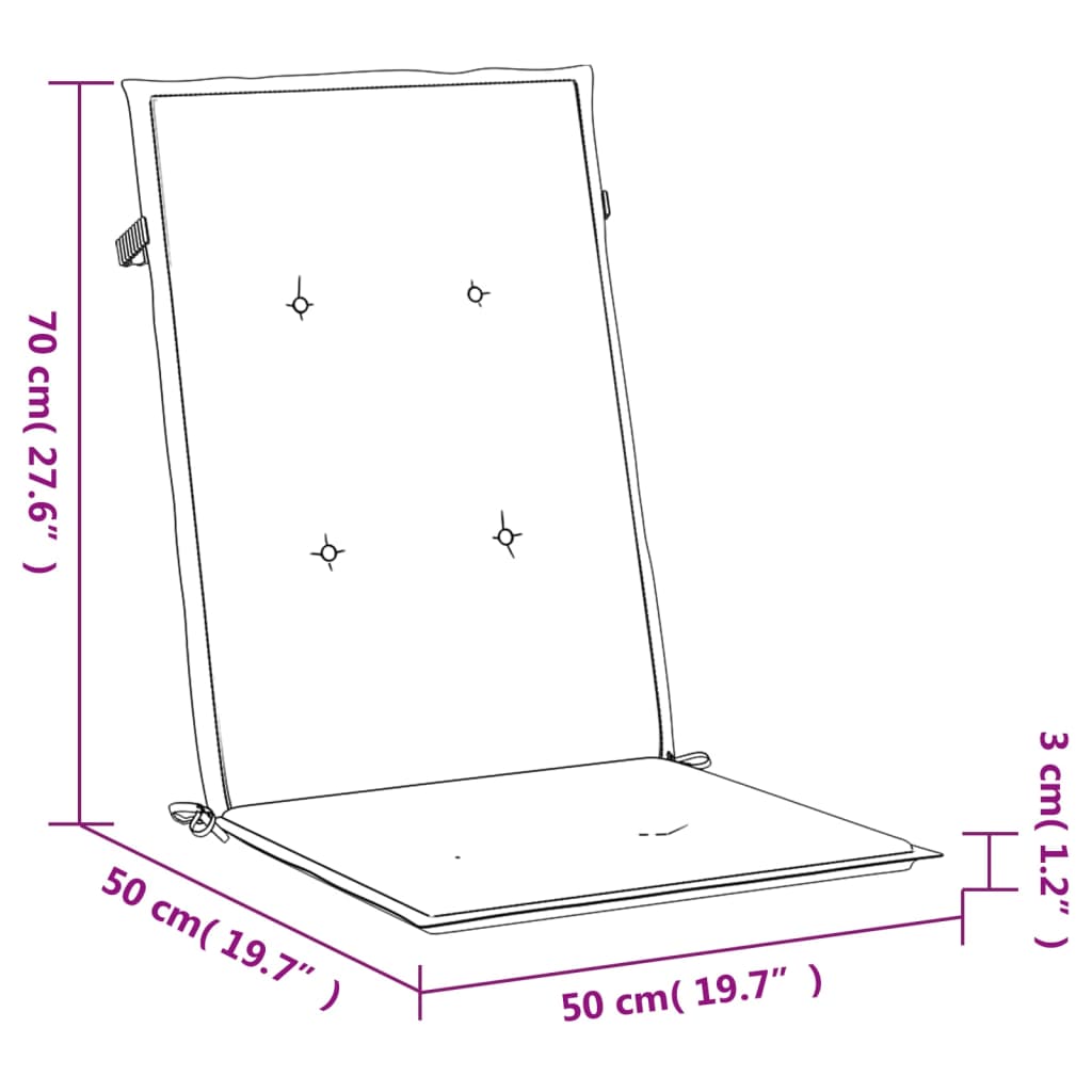 Kissen für Gartenstühle mit hoher Rückenlehne, 4er-Set, Königsblau