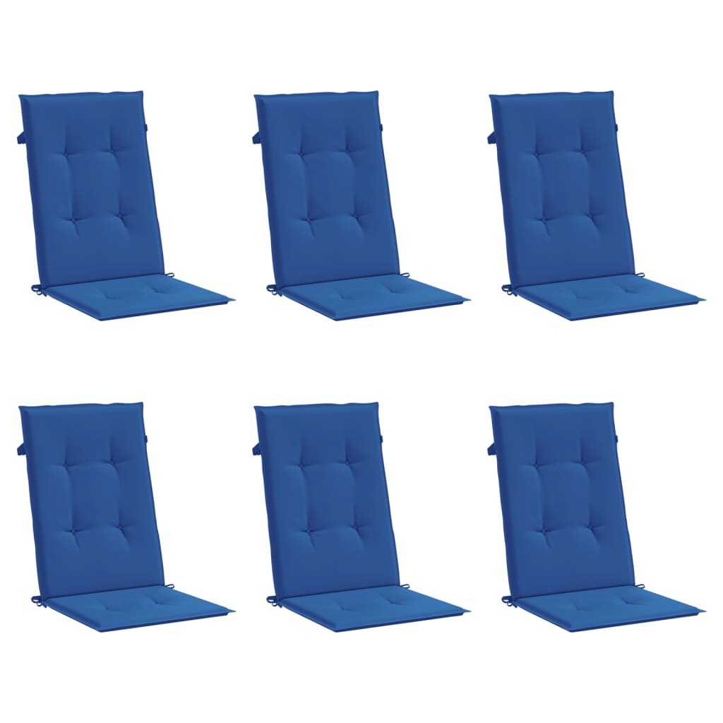 Coussins de chaise de jardin à dossier haut lot de 6 bleu royal