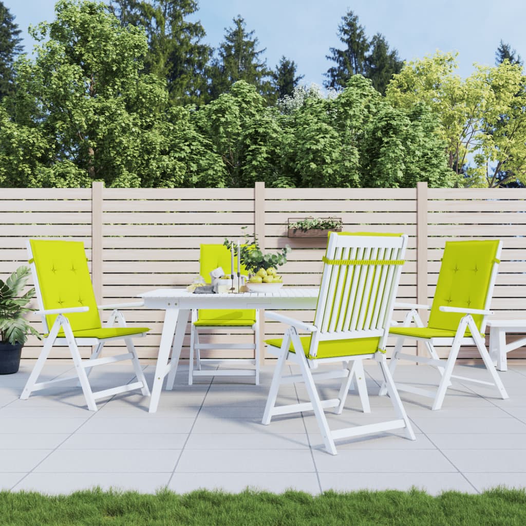 Coussins de chaise de jardin à dossier haut lot de 4 vert vif