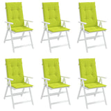 Coussins de chaise de jardin à dossier haut lot de 6 vert vif