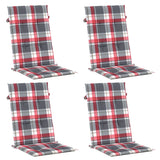 Coussins de chaise jardin dossier haut lot de 4 carreaux rouges