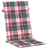 Coussins de chaise jardin dossier haut lot de 4 carreaux rouges