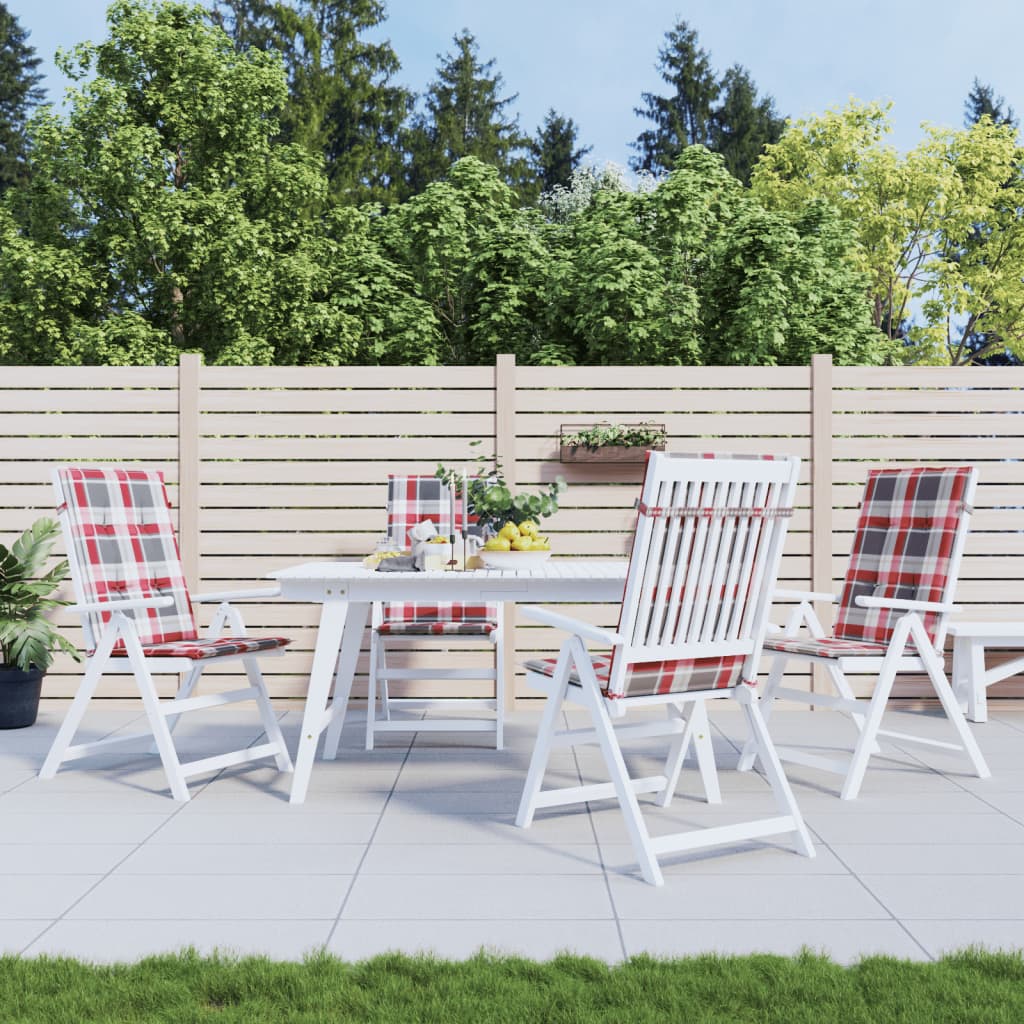 Coussins de chaise jardin dossier haut lot de 4 carreaux rouges