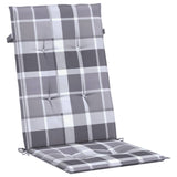 Coussins de chaise jardin à dossier haut lot de 6 carreaux gris