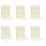 Coussins de chaise de jardin à dossier bas lot de 6 crème