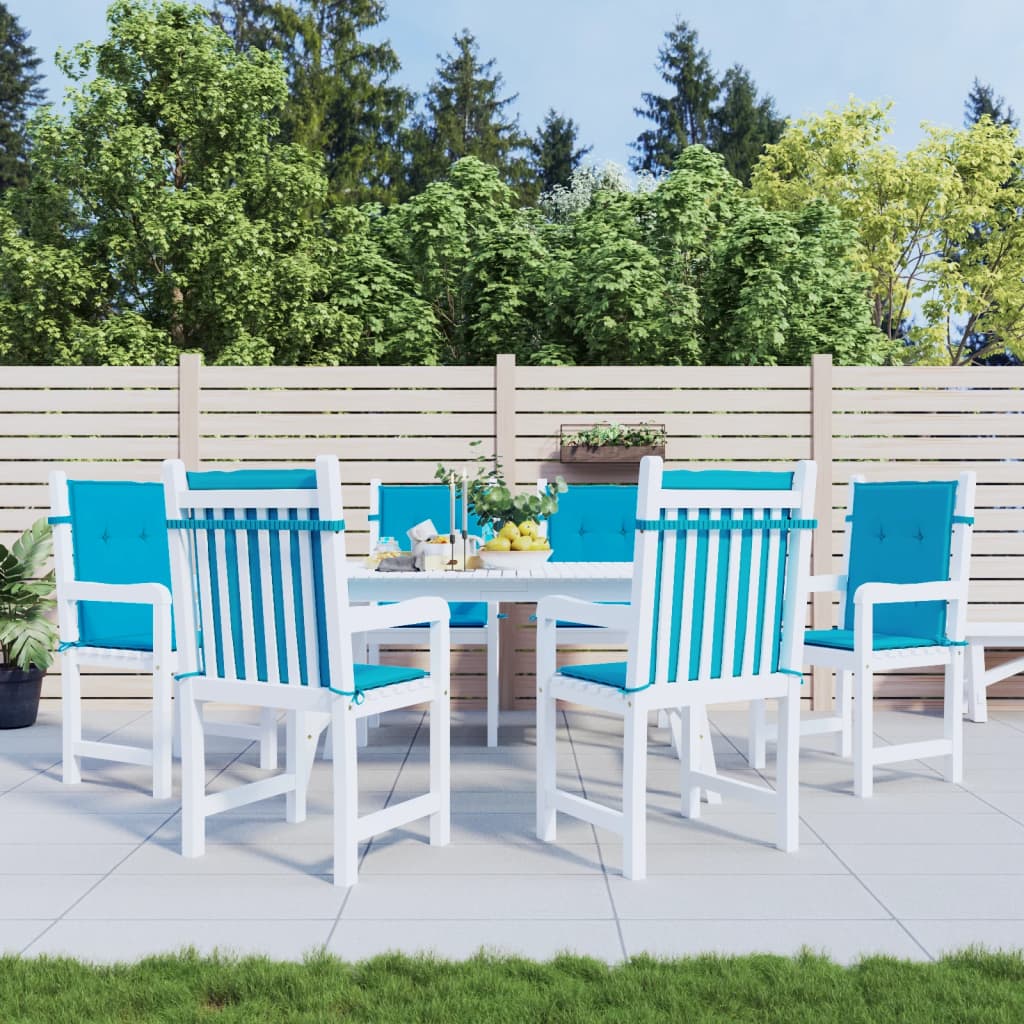 Kissen für Gartenstühle mit niedriger Rückenlehne, 6er-Set, blau